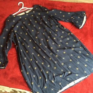 Printed Shirt Dress, bell sleeves